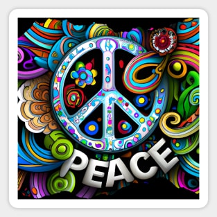 Rainbow PEACE Symbol Magnet